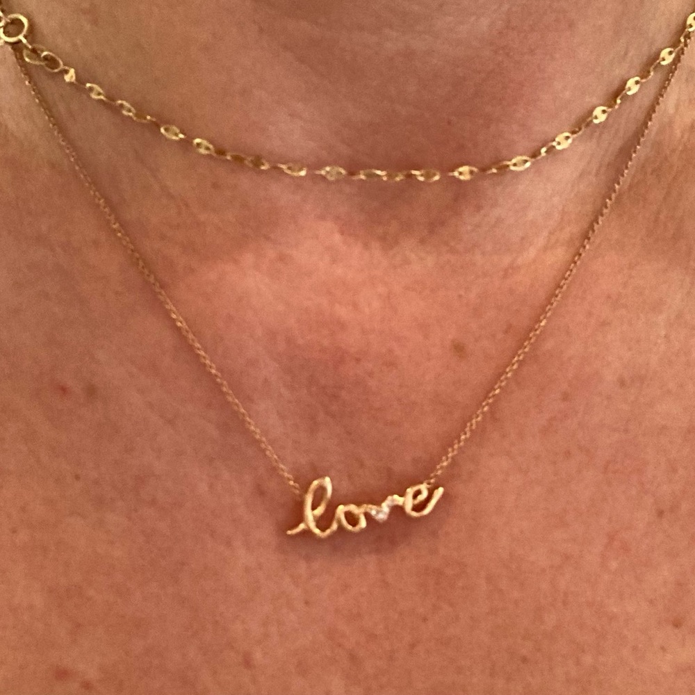 14k Solid Rose Gold LOVE necklace pavé diamond V | Fine Jewelry Stylist Curated